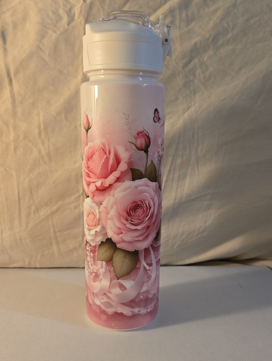 Pananandaa Cups Other - Water Bottle - Pink Floral Reusable Plastic NWT